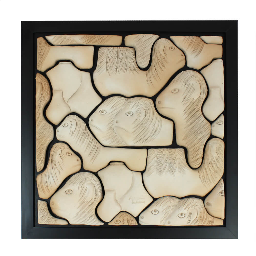 Quadro quadrado com Carrancas em cerãmica Quadro quadrado com Carrancas em cerãmica