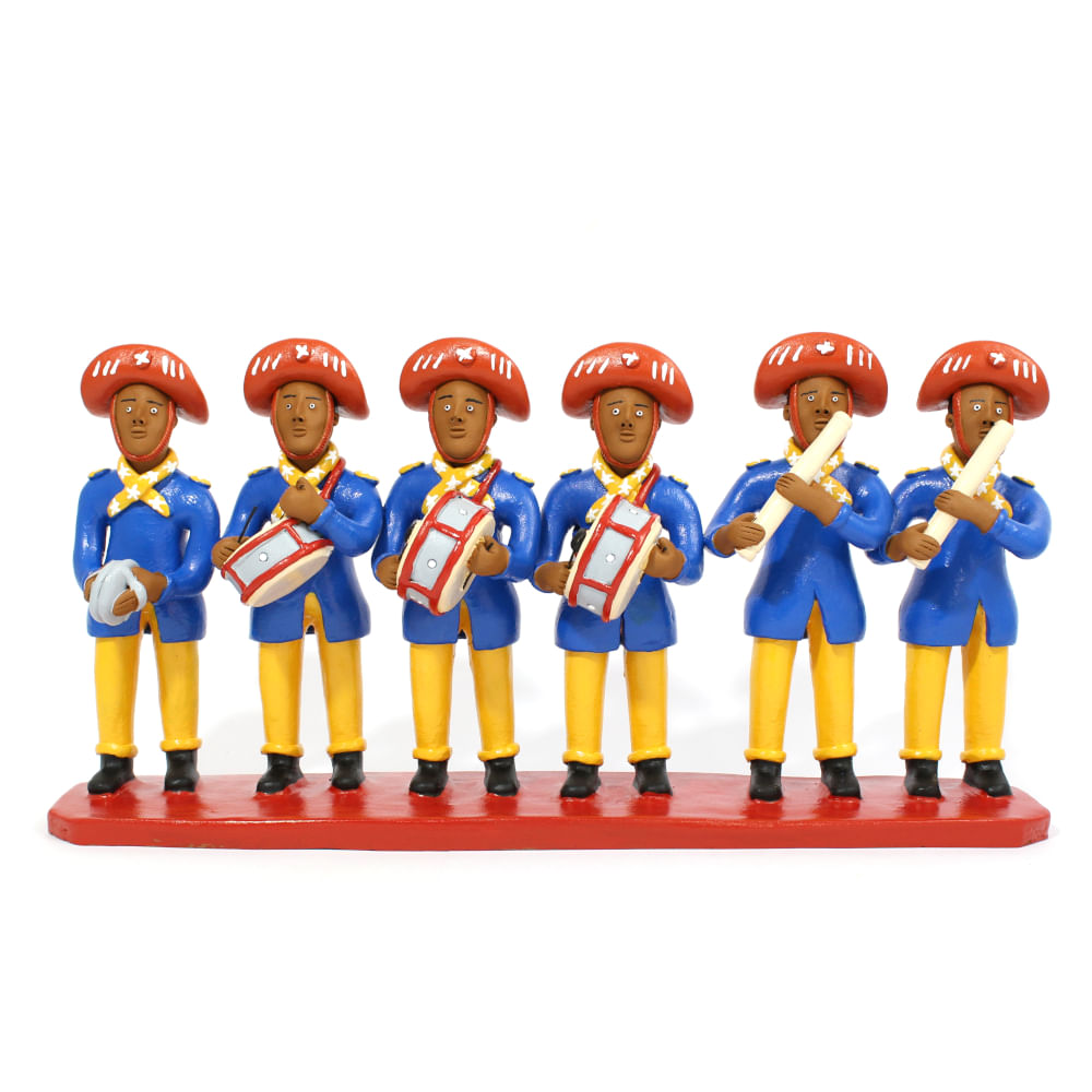 Banda Pífano em barro colorido - base vermelha Banda Pífano em barro colorido - base vermelha