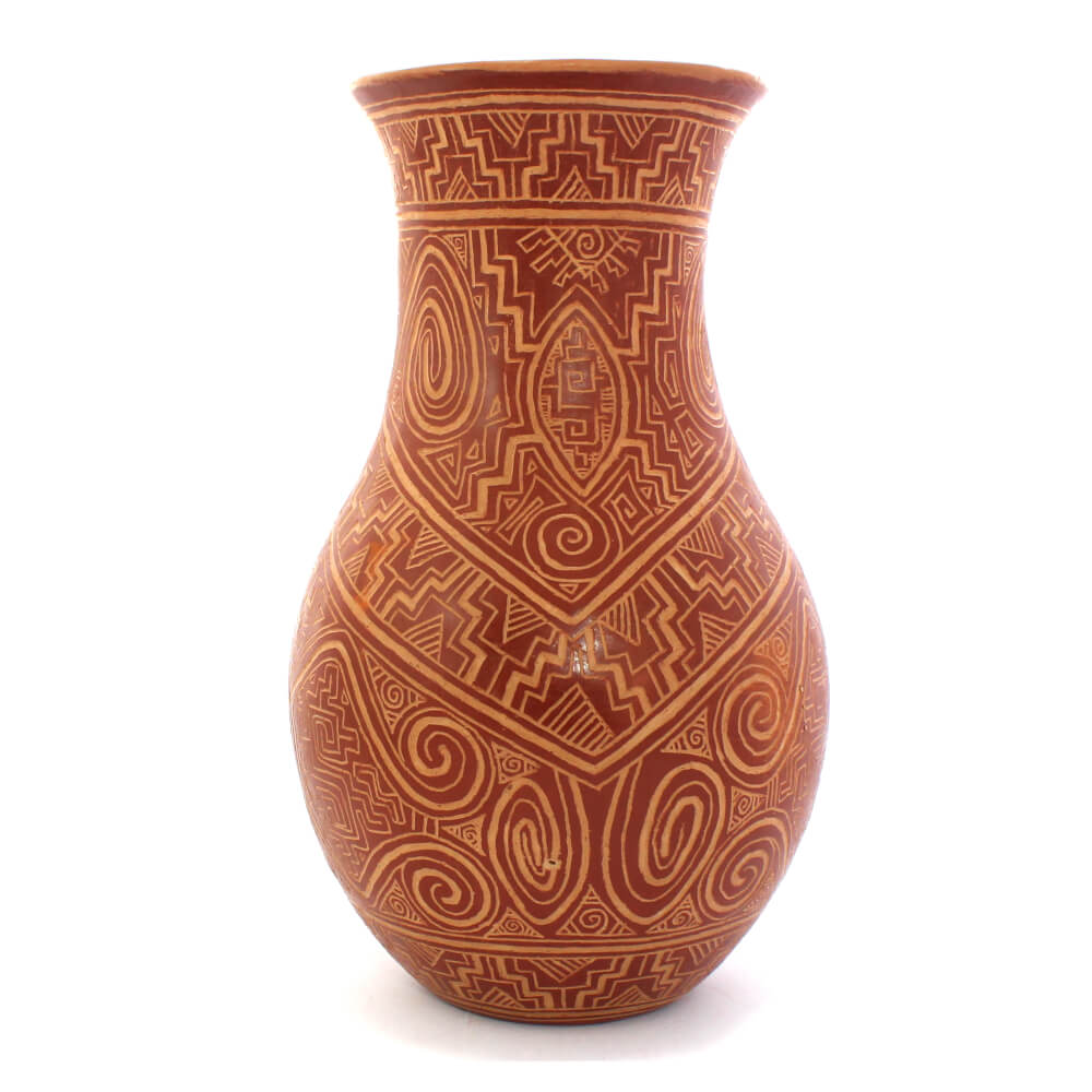 Vaso em cerâmica Marajoara Vermelho - 29x17 cm Vaso em cerâmica Marajoara Vermelho - 29x17 cm