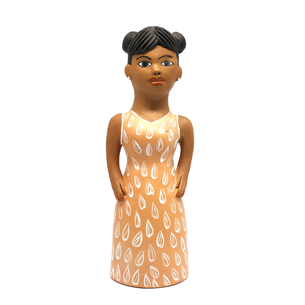 Boneca vestido folha branca em cerâmica Boneca vestido folha branca em cerâmica