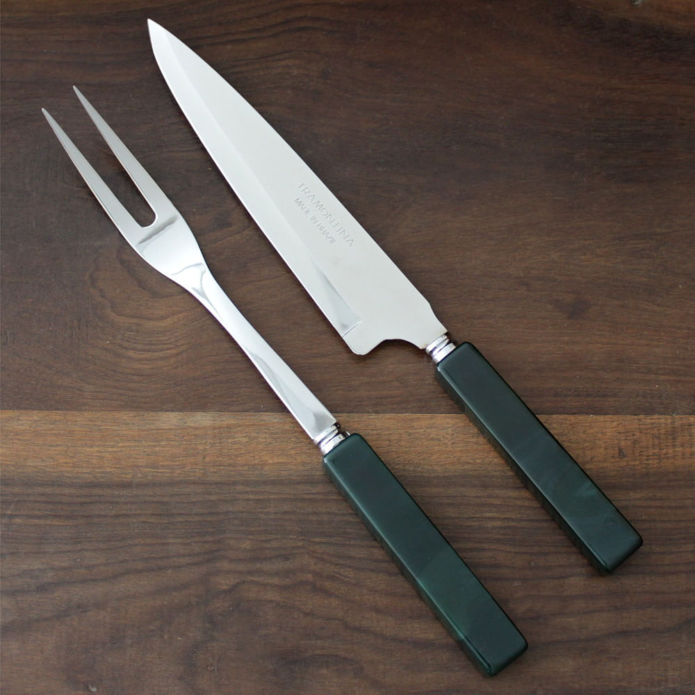 Conjunto Garfo e Faca com cabo em Ágata - Verde Conjunto Garfo e Faca com cabo em Ágata - Verde
