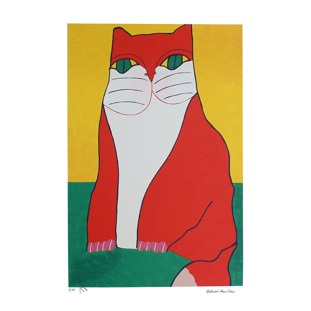 Gravura Gato Sentado Vermelho - Aldemir Martins Gravura Gato Sentado Vermelho - Aldemir Martins