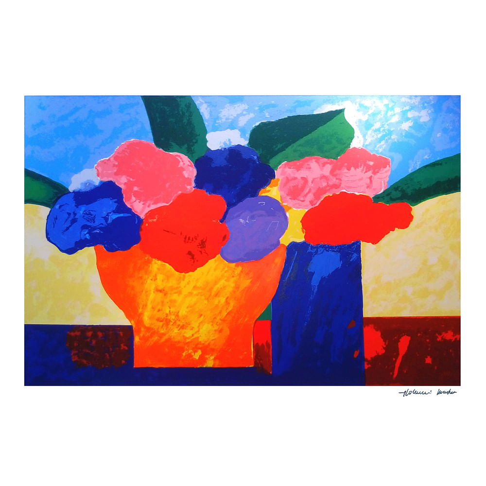 Gravura Vaso Laranja com Flor - Aldemir Martins Gravura Vaso Laranja com Flor - Aldemir Martins