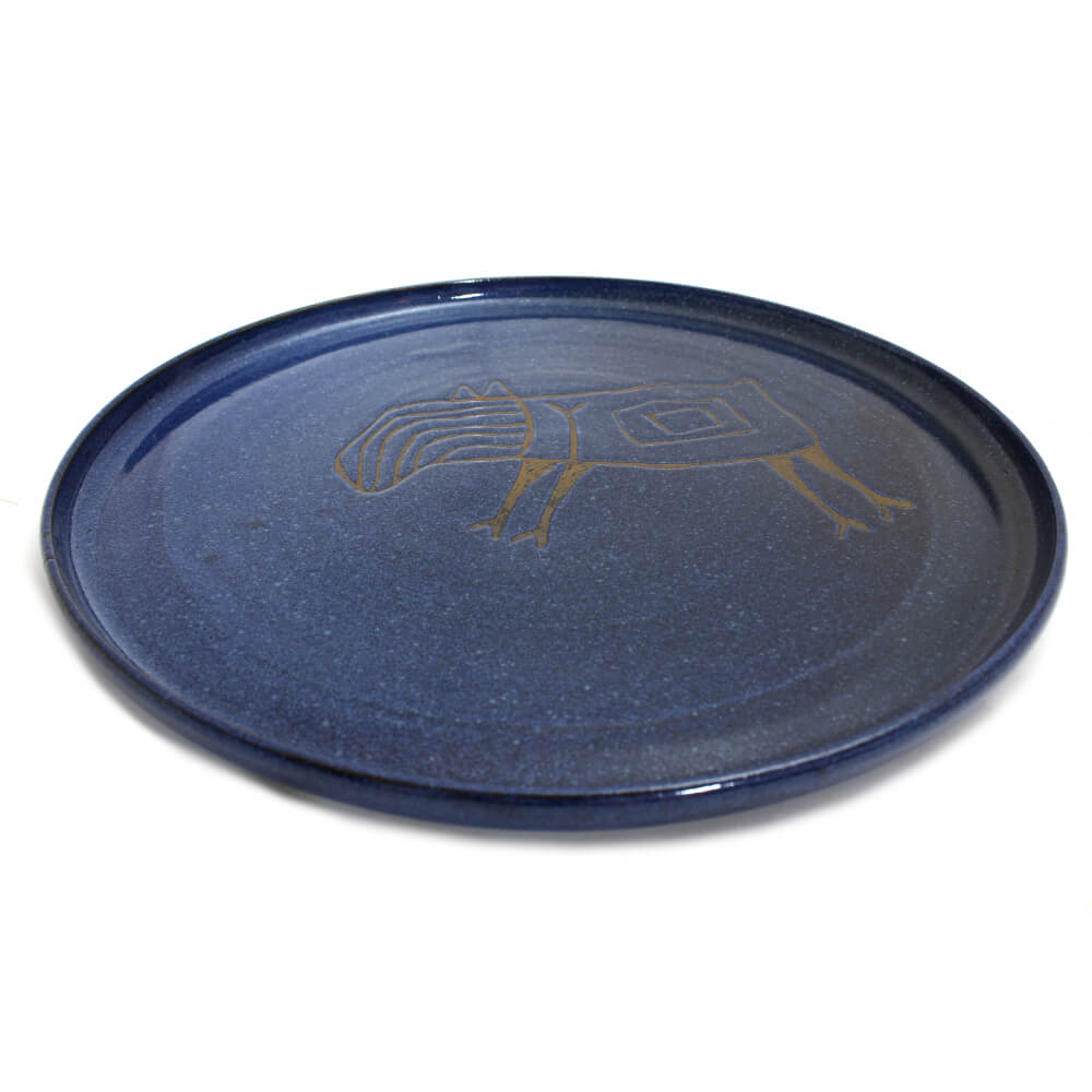 Prato para bolo Cerâmica Serra da Capivara azul Prato para bolo Cerâmica Serra da Capivara azul