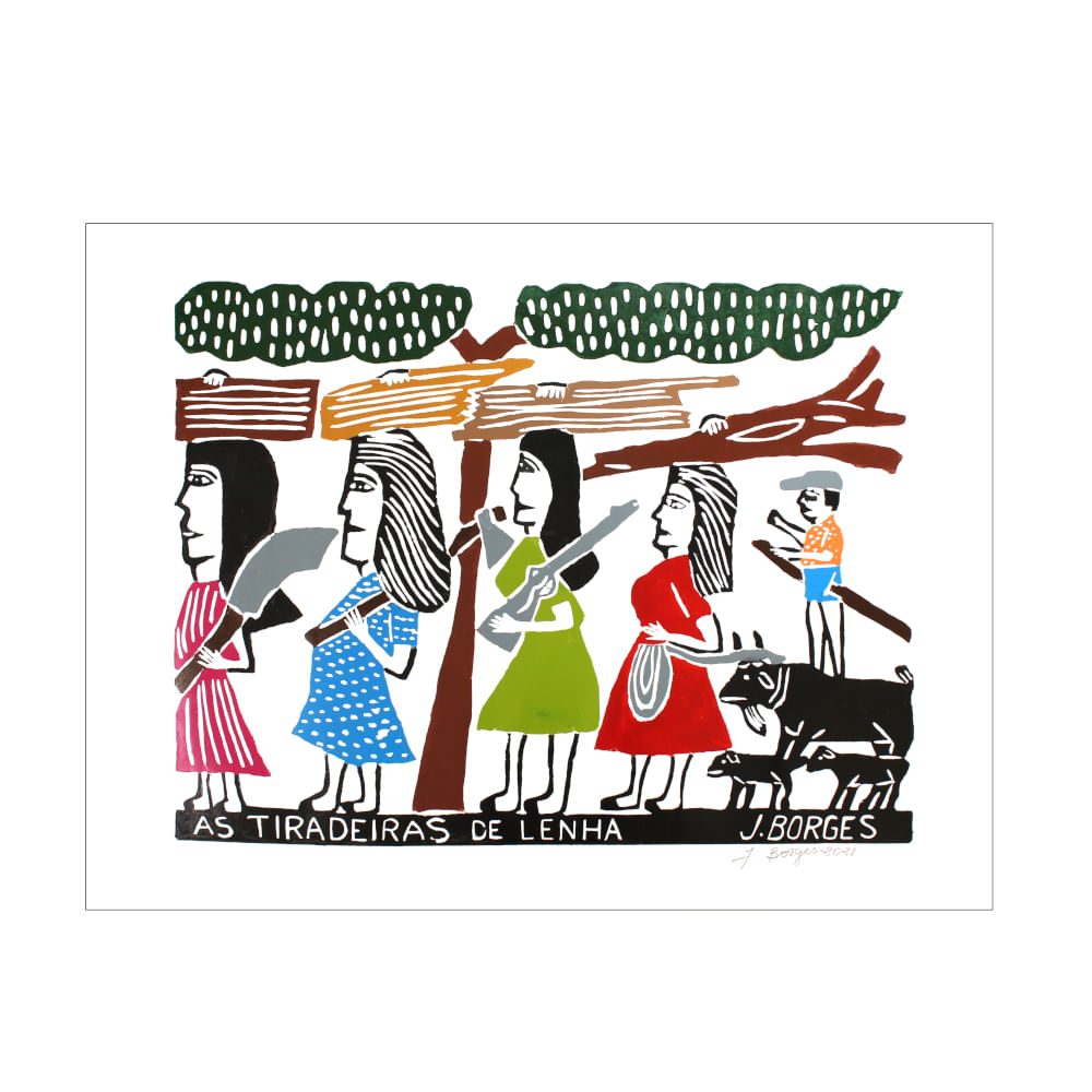 Xilogravura color - As Tiradeiras de Lenha Xilogravura color - As Tiradeiras de Lenha