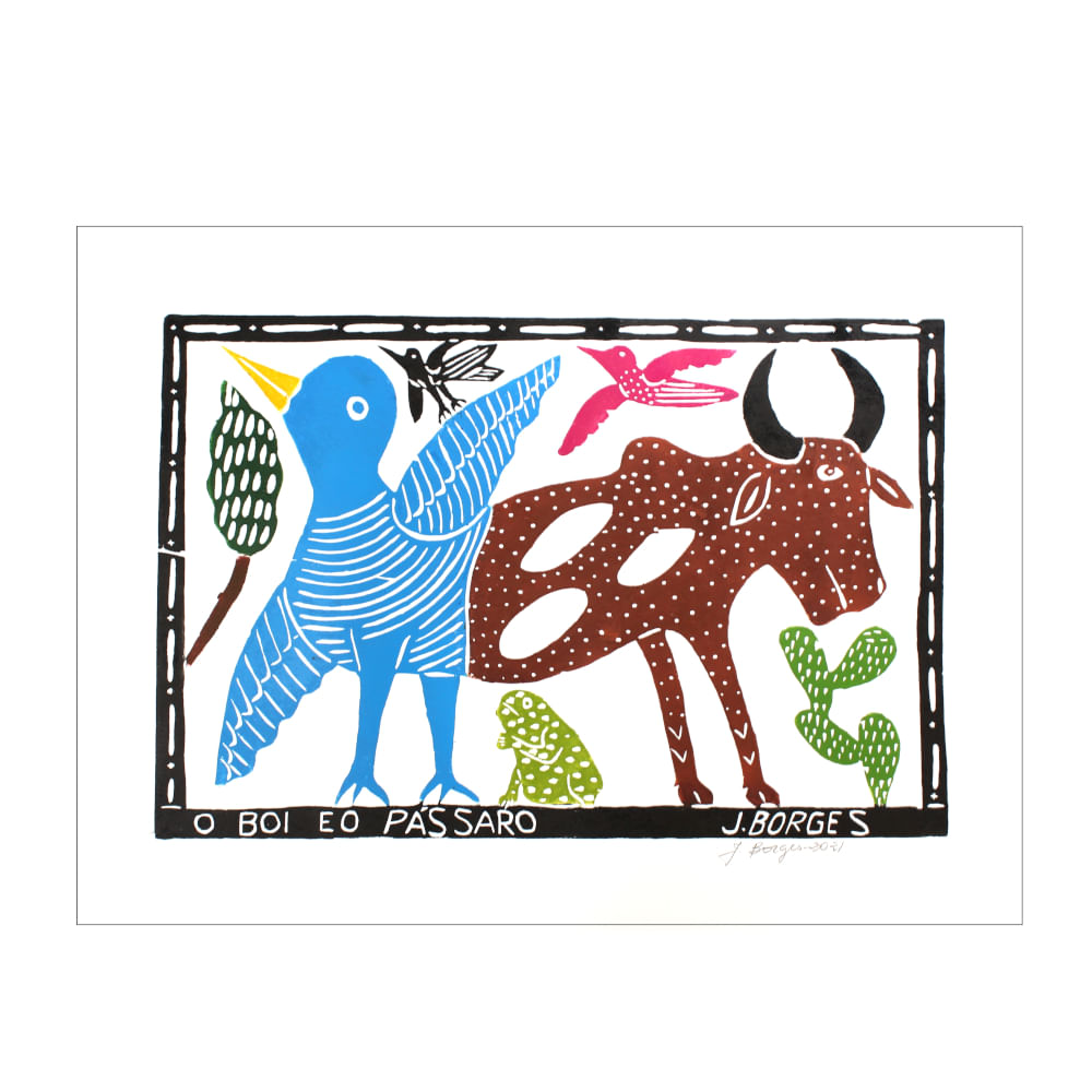 Xilogravura color - O Boi e o Pássaro Xilogravura color - O Boi e o Pássaro