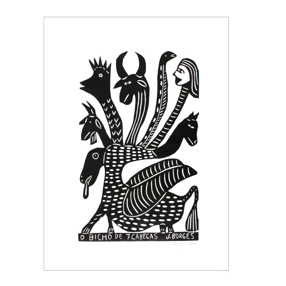 Xilogravura P/B - O Bicho de Sete Cabeças Xilogravura P/B - O Bicho de Sete Cabeças