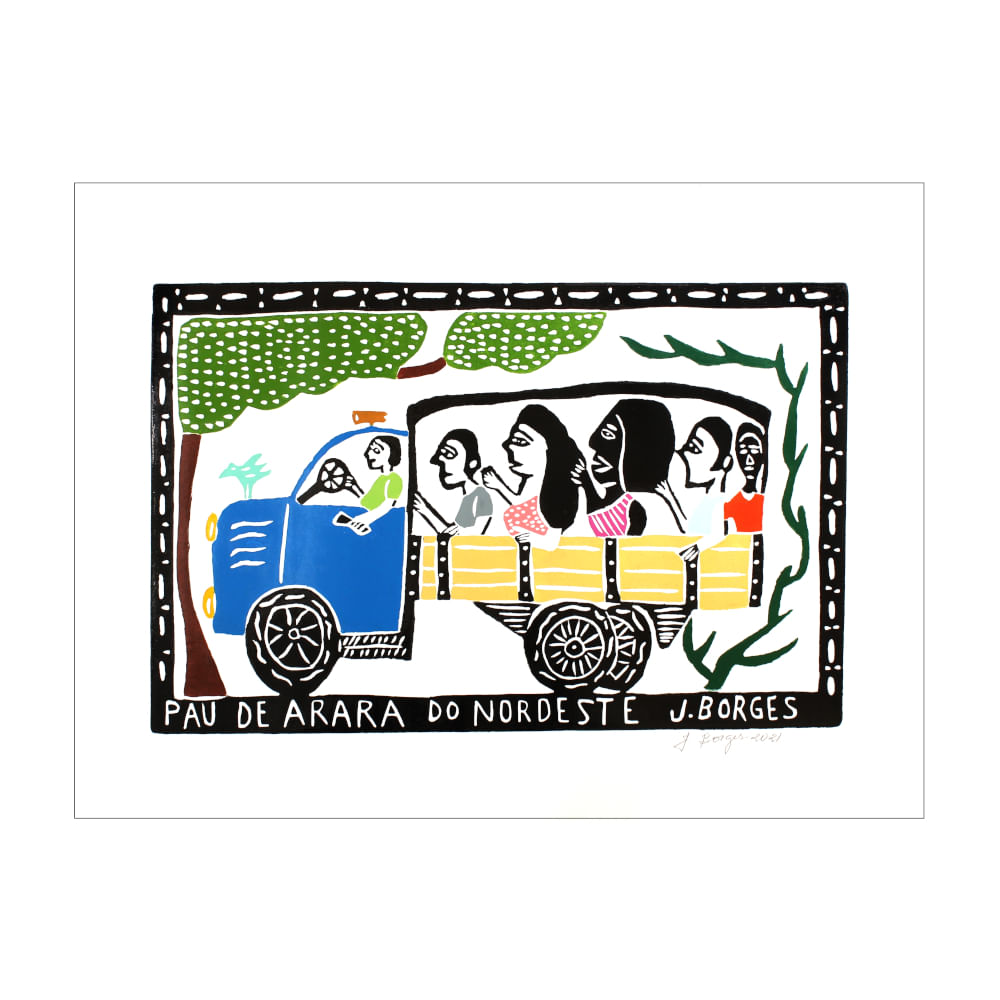 Xilogravura color - Pau de Arara do Nordeste Xilogravura color - Pau de Arara do Nordeste