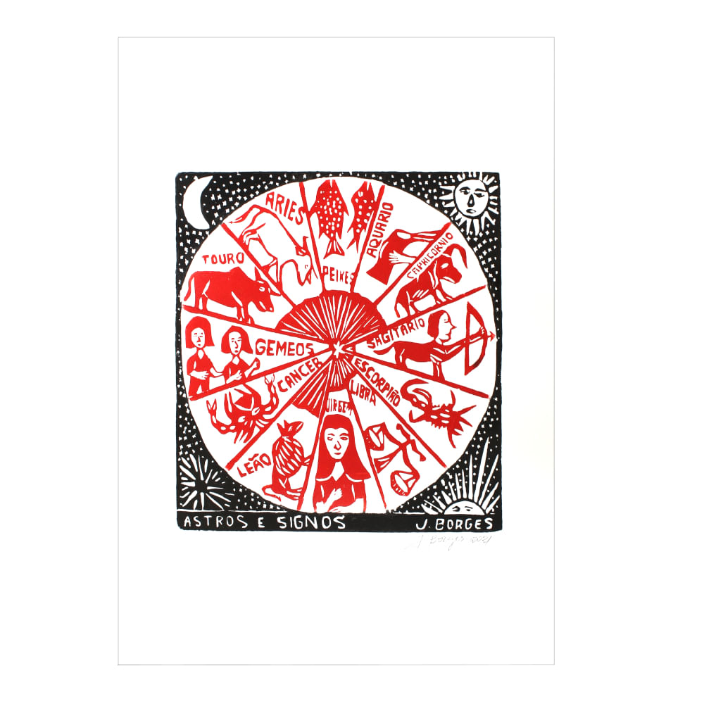 Xilogravura color - Astros e Signos Xilogravura color - Astros e Signos