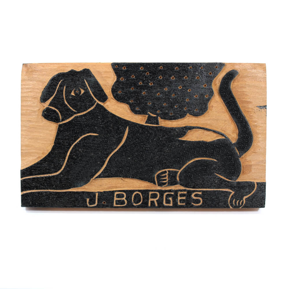 Matriz em madeira para xilogravura de J Borges - Cachorro Matriz em madeira para xilogravura de J Borges - Cachorro