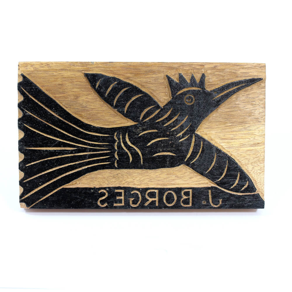 Matriz em madeira para xilogravura de J Borges - Pássaro com crista Matriz em madeira para xilogravura de J Borges - Pássaro com crista