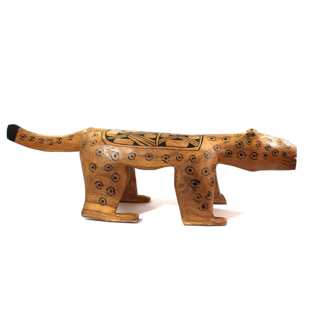 Banco indígena em madeira - Onça Pintada Banco indígena em madeira - Onça Pintada