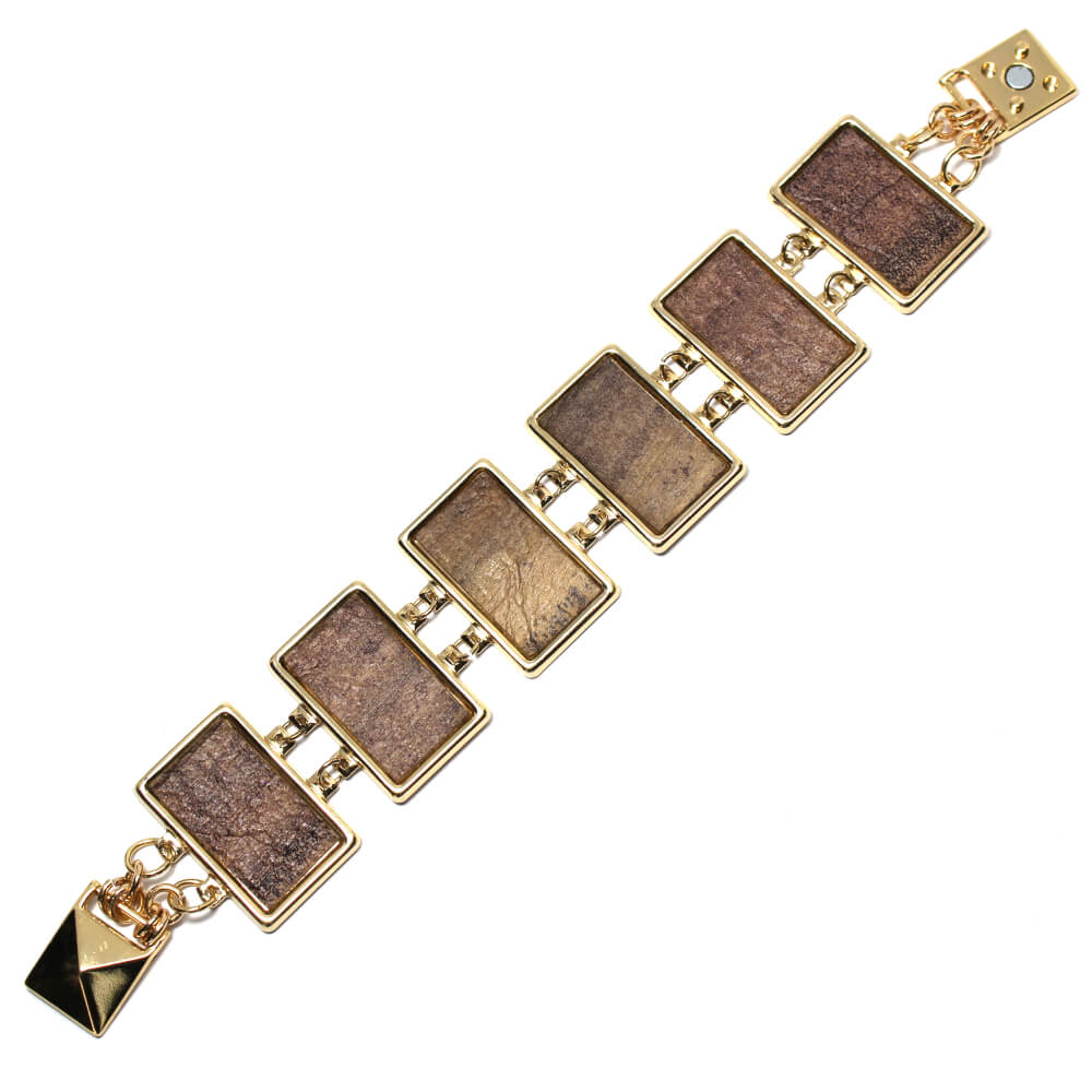 Pulseira com retângulos de fibra de bananeira - Karina Pulseira com retângulos de fibra de bananeira - Karina