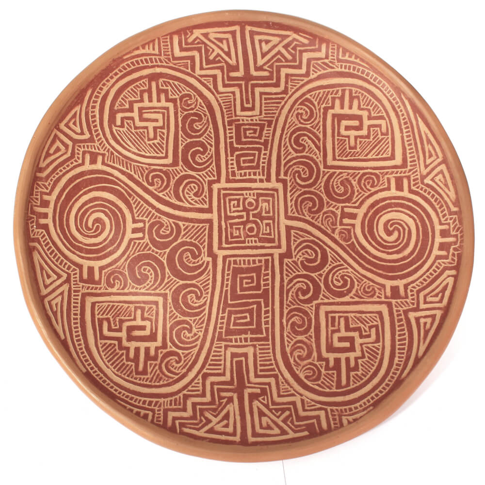 Prato Marajoara de parede redondo com quadrado Prato Marajoara de parede redondo com quadrado