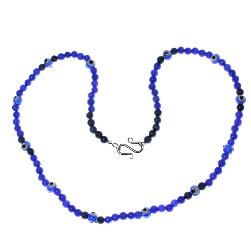 Colar com Jade fusion e Olho Grego com fecho de prata - 45 cm Colar com Jade fusion e Olho Grego com fecho de prata - 45 cm